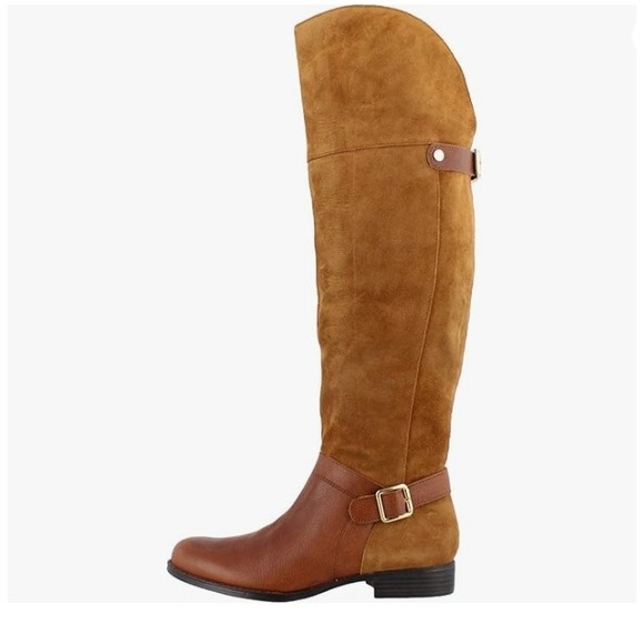 Naturalizer January Wide Calf Brown Leather Suede Over Knee Riding Boots 5M NIB - Picture 1 of 9